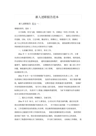 新人述职报告范本