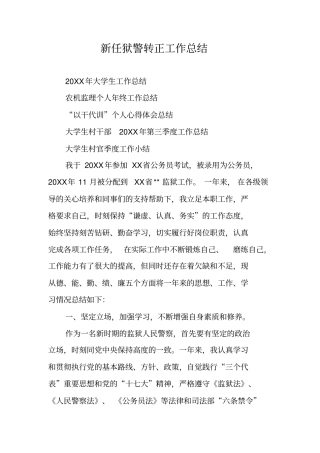 新任狱警转正工作总结