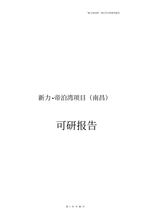 新力帝泊湾项目可行性研究报告
