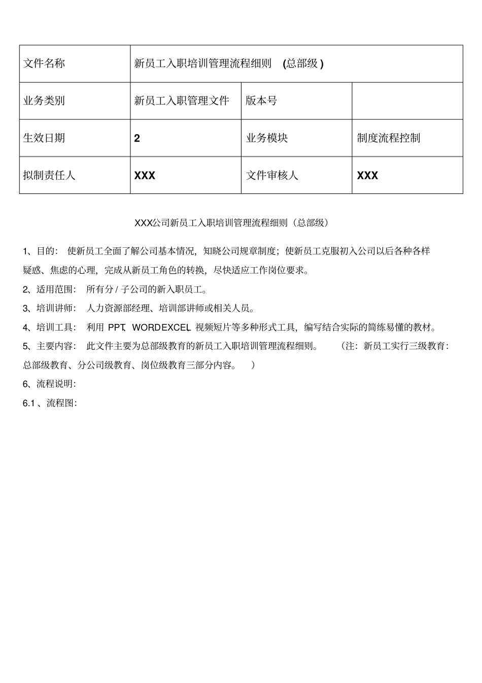 新员工入职培训管理流程细则_第1页
