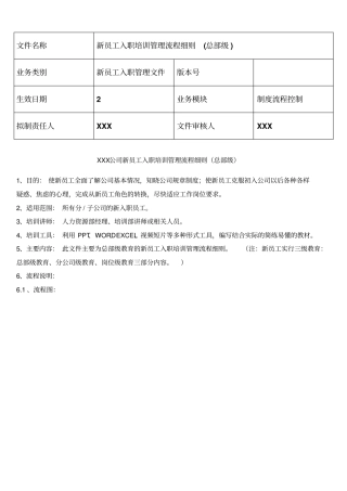 新员工入职培训管理流程细则