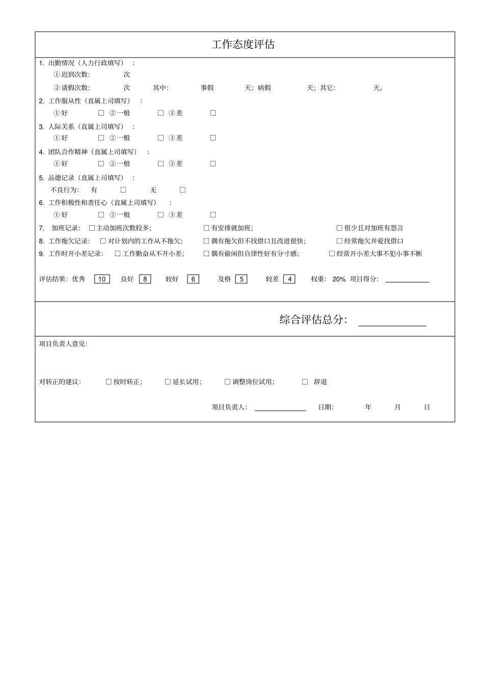新员工试用期评价报告书模板A4大小打印_第2页