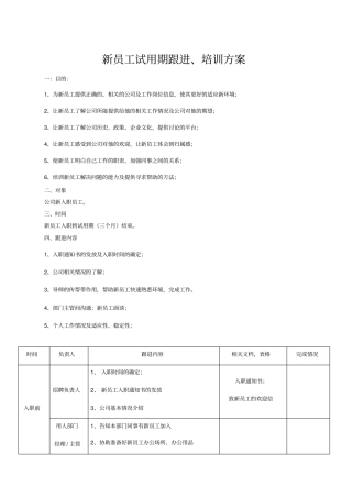 新员工试用期跟进方案