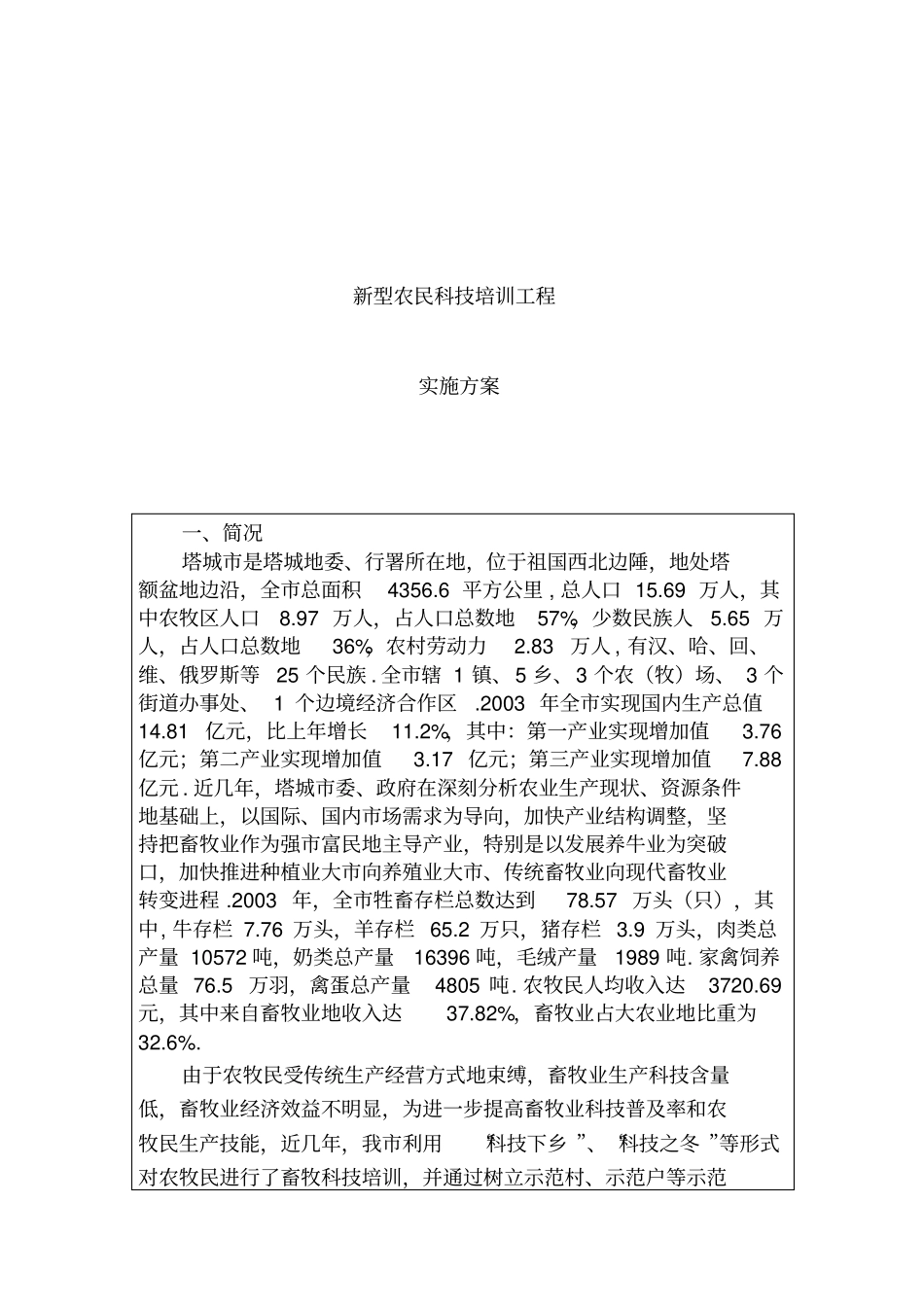 新型农民科技培训项目实施方案_第1页