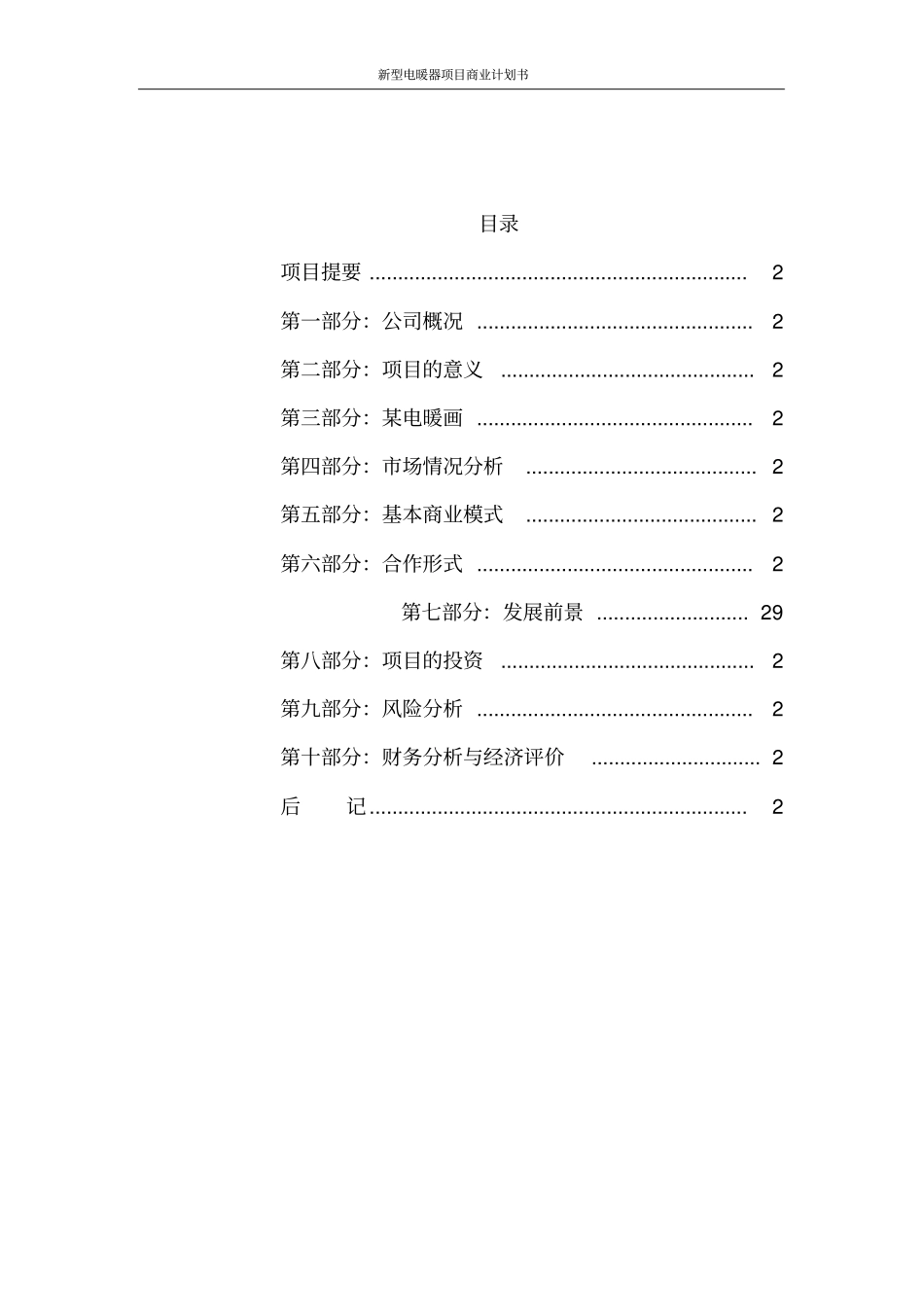 新型电暖器项目商业计划书_第2页