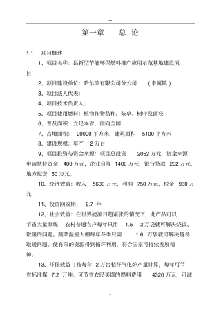 新型节能环保燃料推广应用示范基地建设项目可行性研究报告