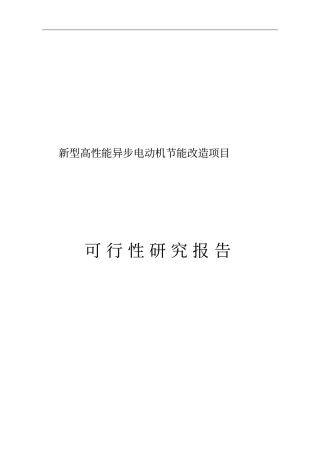 新型高性能异步电动机投资节能改造项目可行性研究报告