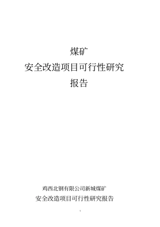 新城煤矿安全改造项目可行性研究报告