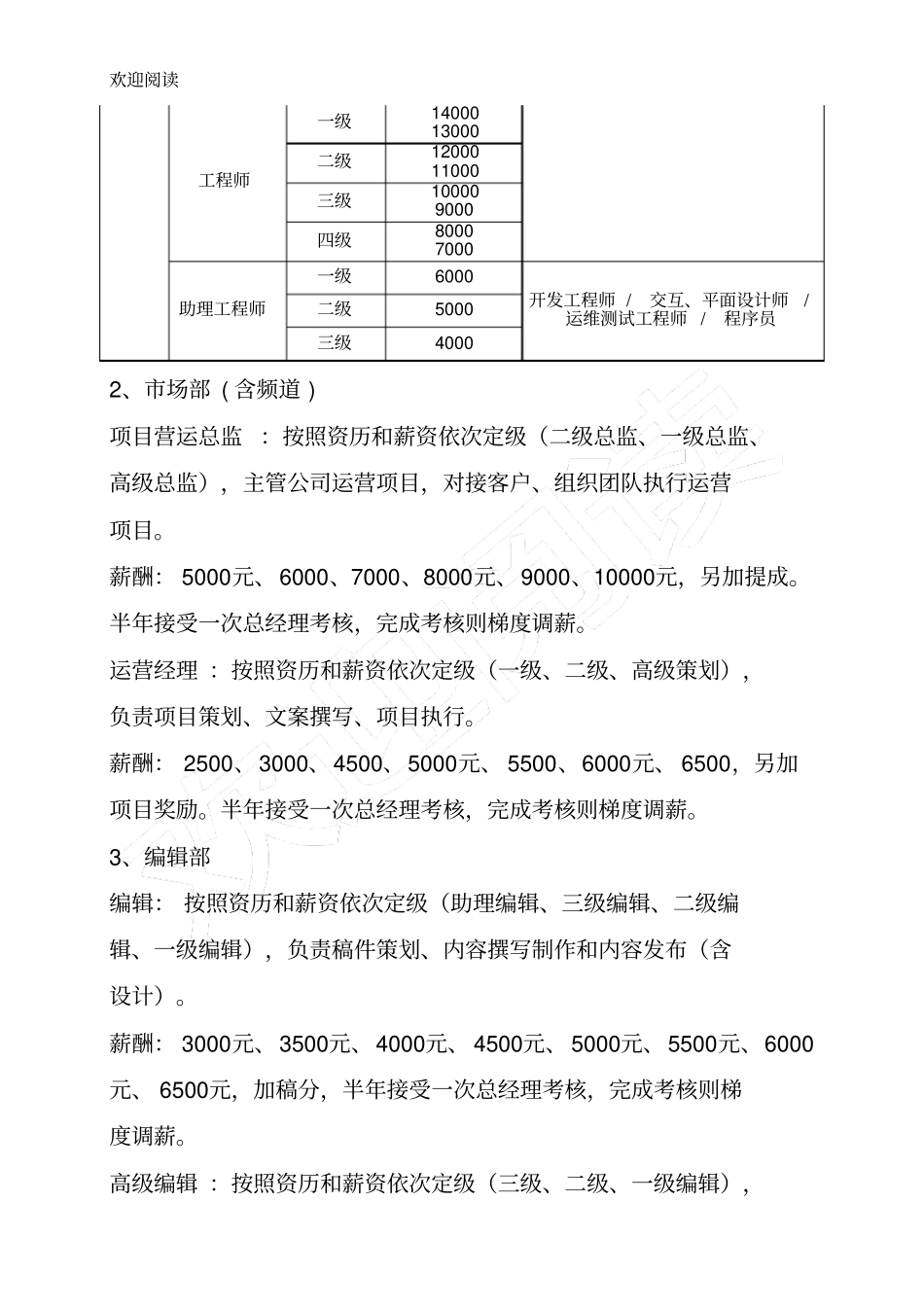 新媒体公司机构设置、薪酬方案及激励机制_第3页