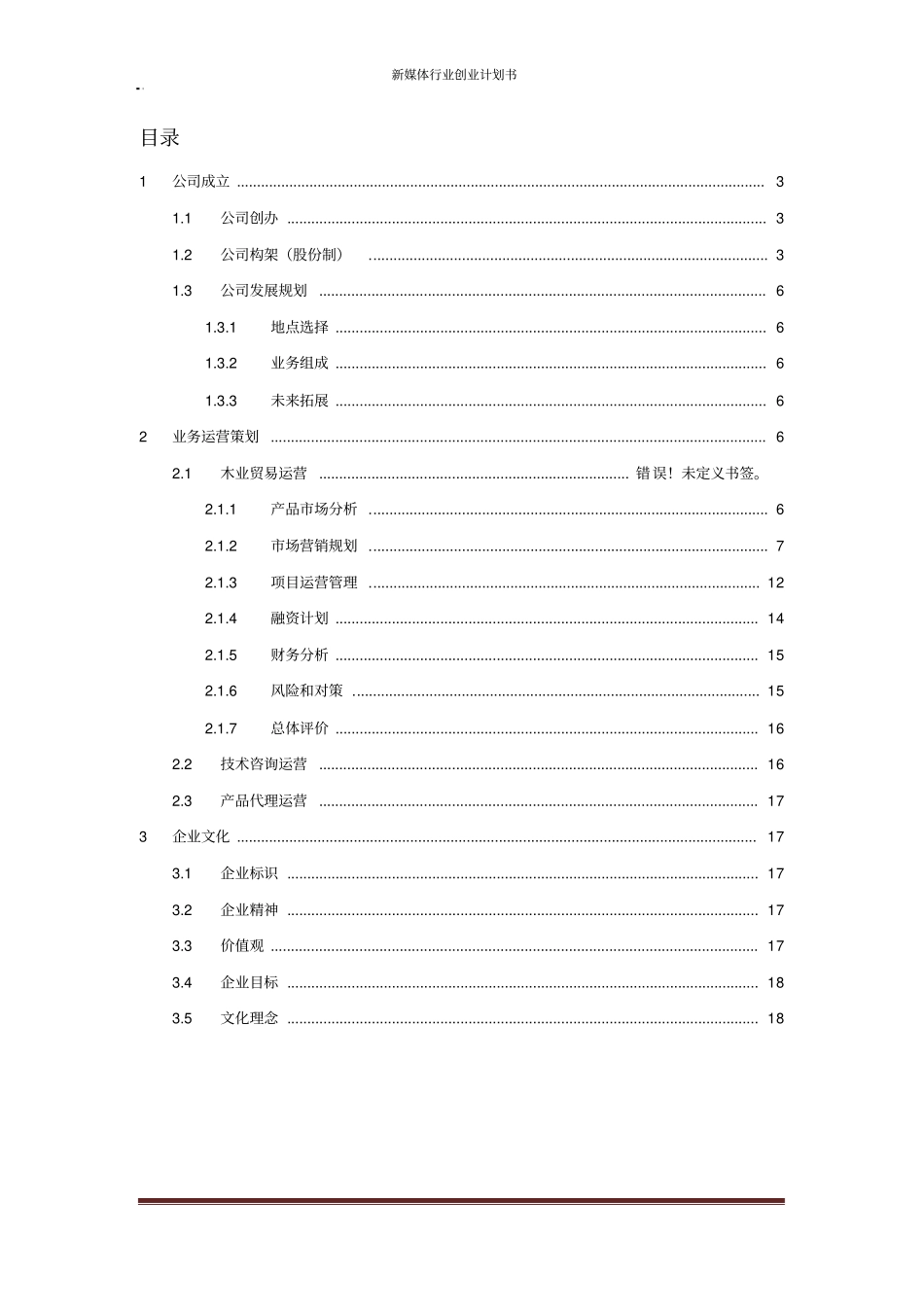 新媒体行业创业商业计划书_第2页