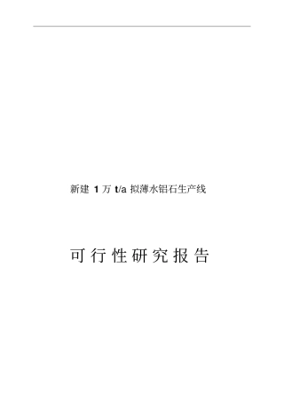 新建年产1万吨拟薄水铝石项目可行性研究报告