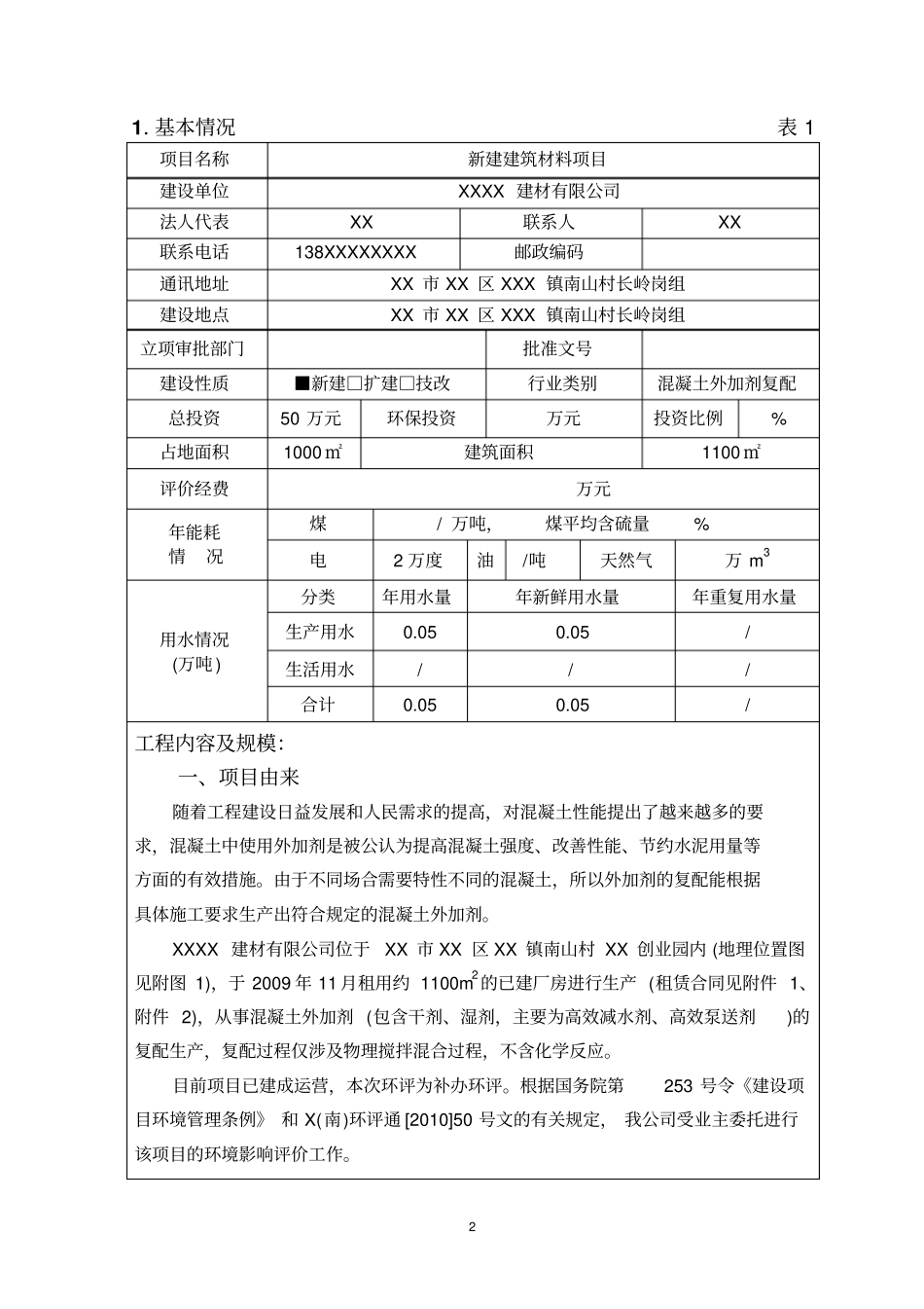 新建建筑材料年复配1000吨混凝土外加剂项目可行性投资环境影响评价评价报告_第2页