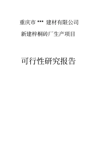 新建梓桐砖厂生产项目可行性研究报告