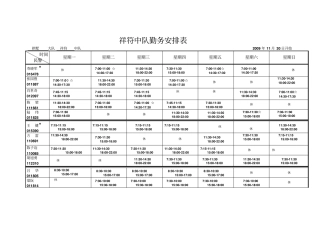 新建祥符中队勤务安排表