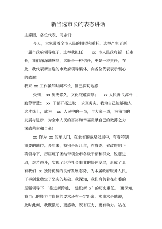 新当选长的表态讲话
