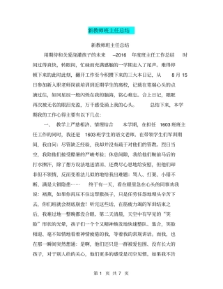 新教师班主任总结【可编辑版】