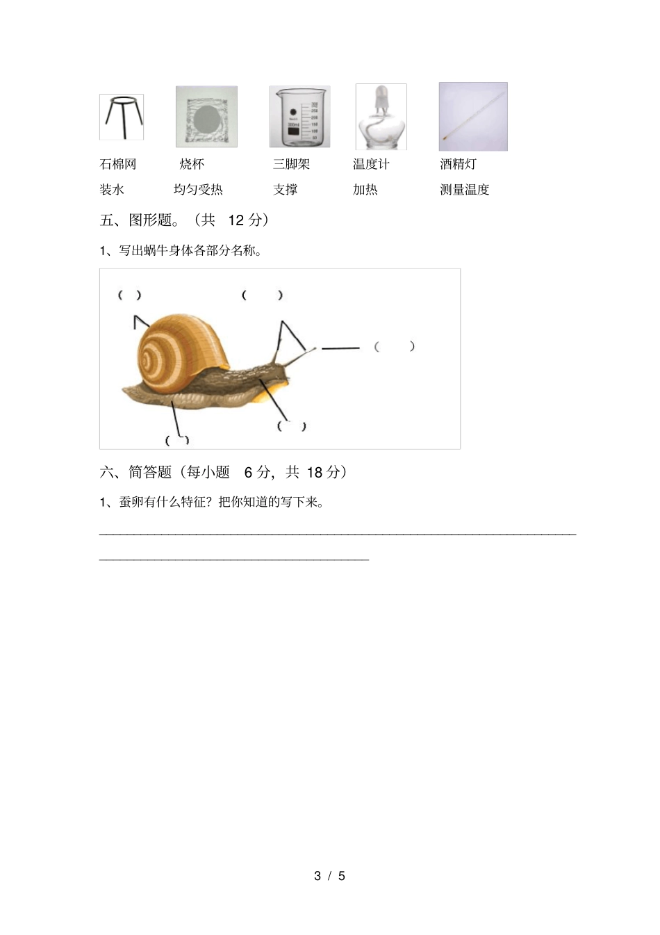 新教科版三年级科学上册期中试卷及答案一_第3页