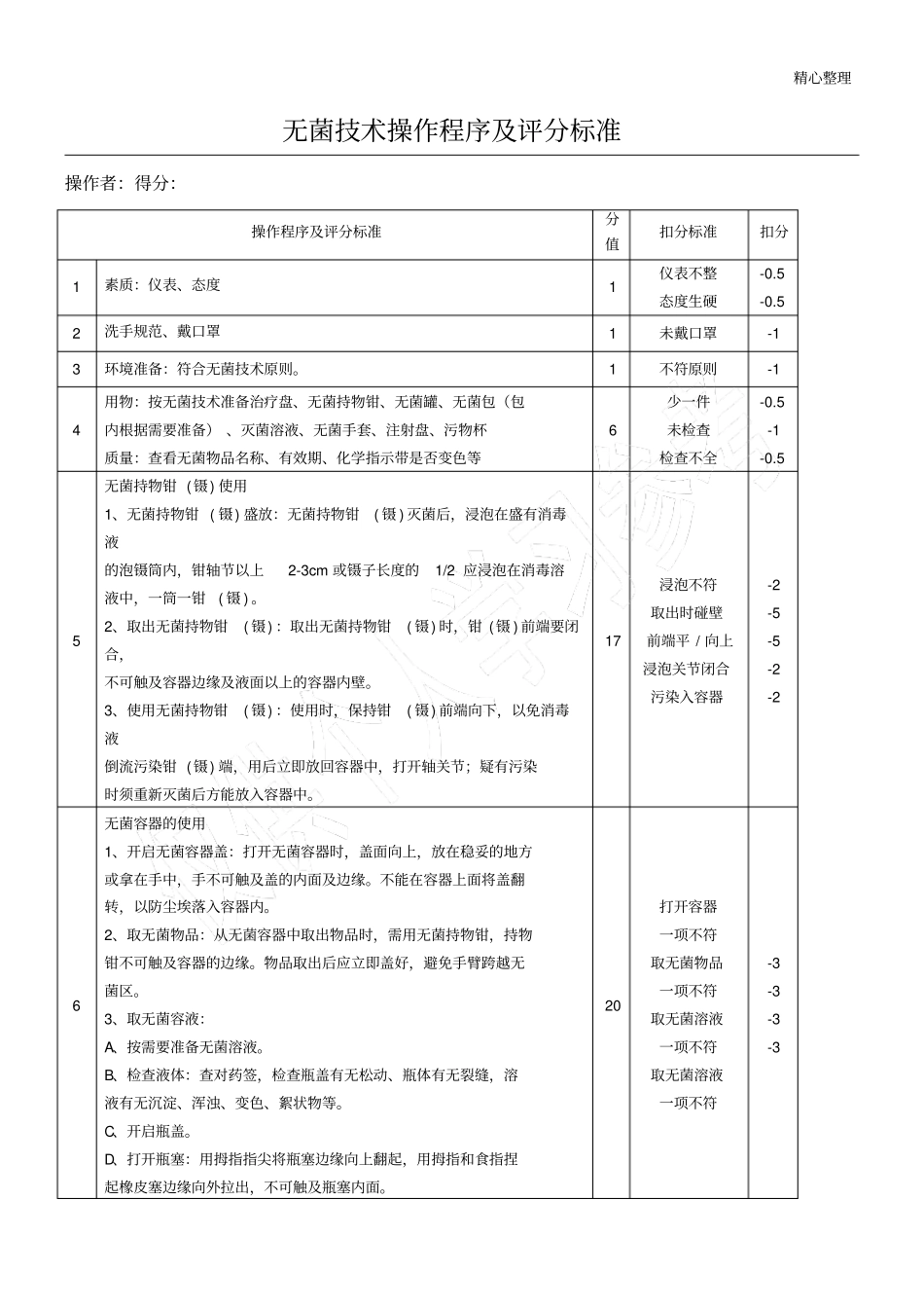新标准无菌技术操作及评分标准_第1页