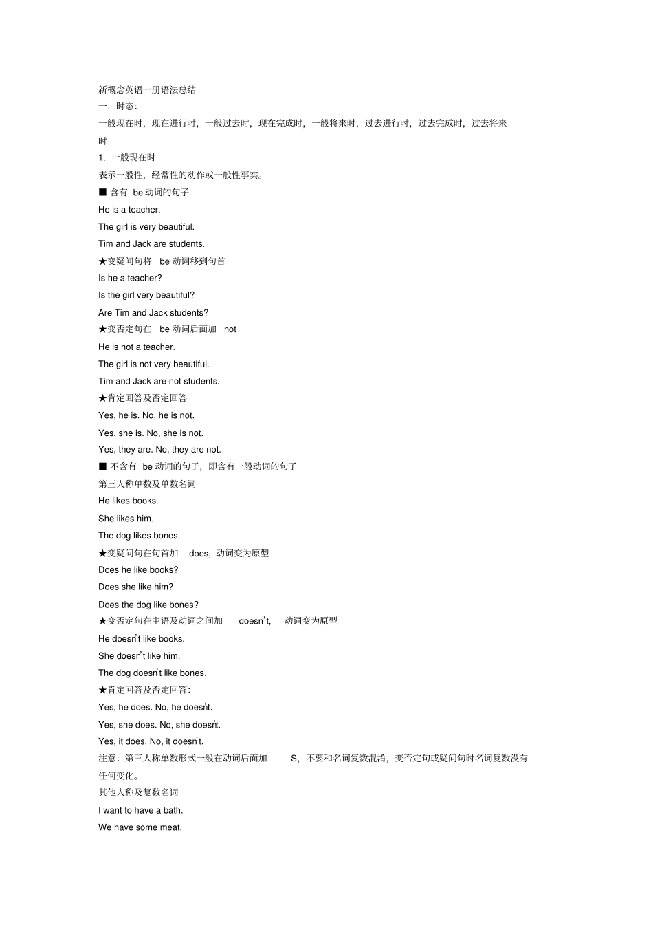 新概念144课语法和重点总结_第1页