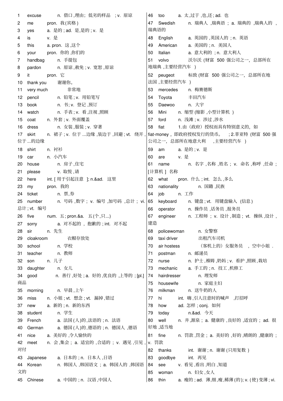 新概念第1册全部单词汇总打印版_第1页