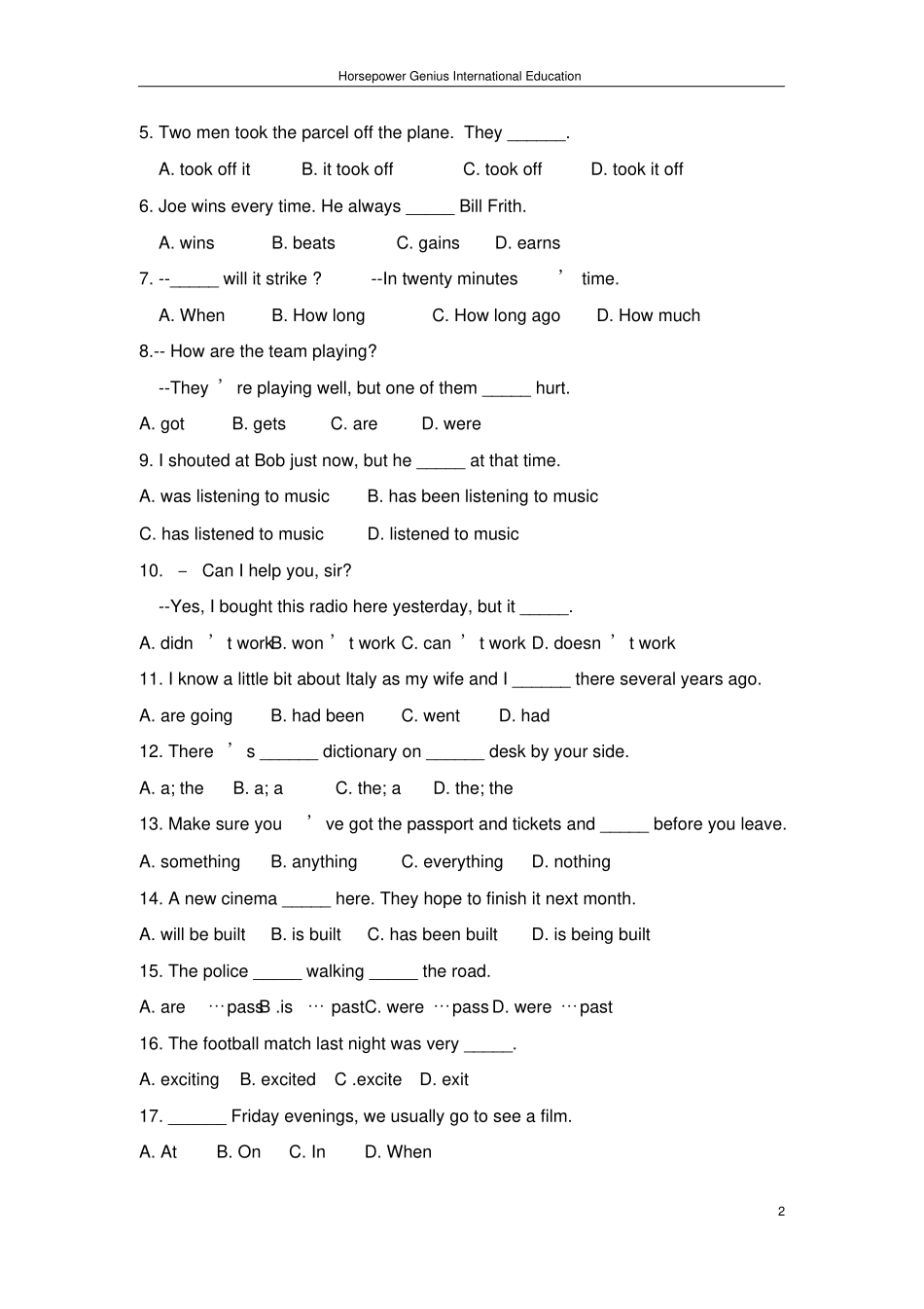 新概念第二册Lesson12复习题_第2页