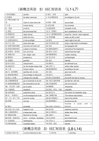 新概念英语330课词汇短语
