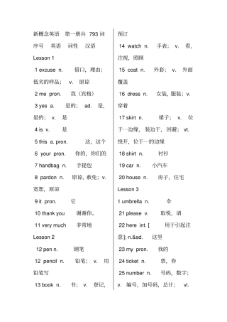 新概念英语第一册单词表汇总