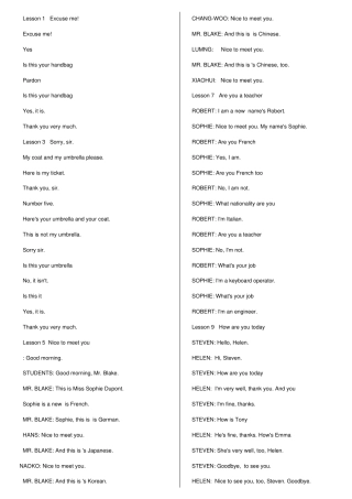 新概念英语第一册课文背诵版