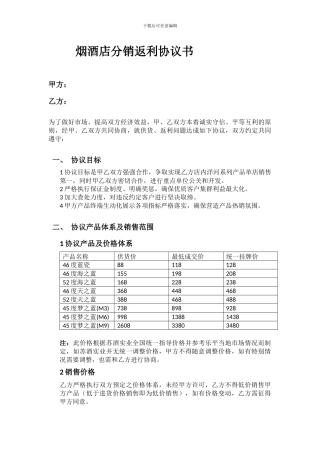 烟酒店分销协议书---副本
