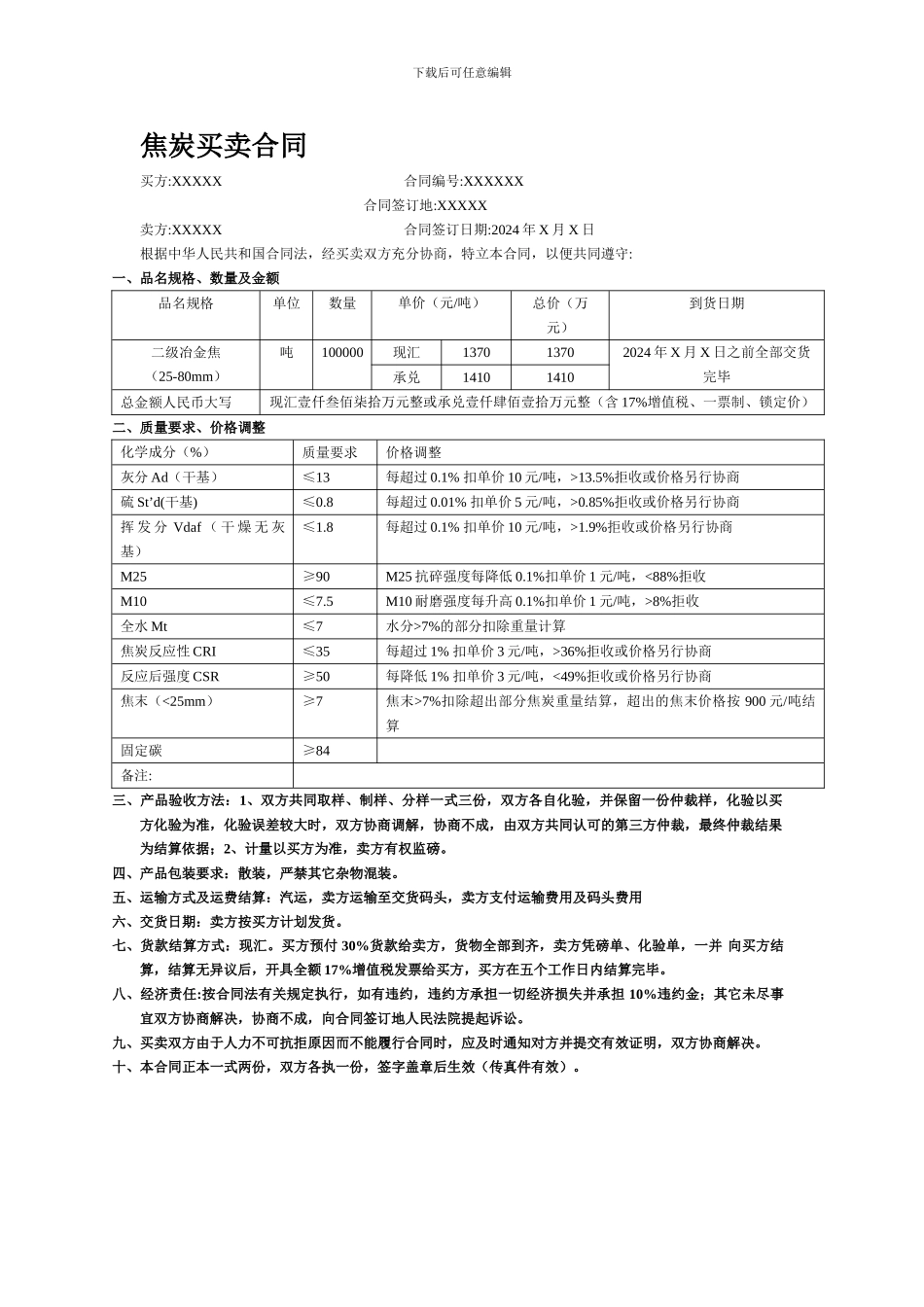 焦炭买卖合同_第1页