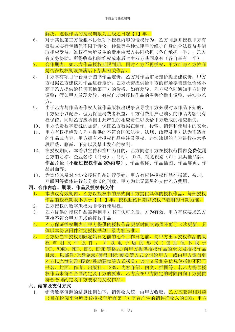 版权合作合同模板_第3页