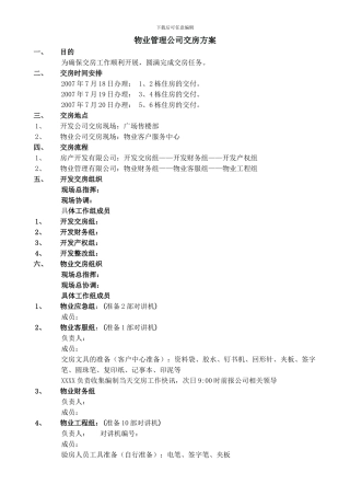 物业管理公司交房方案