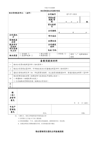 物业管理委托合同备案申请表