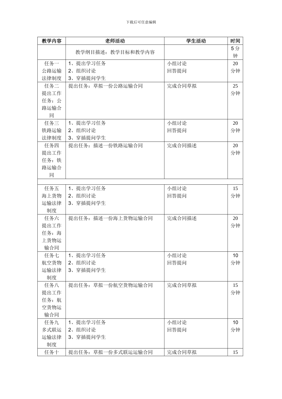 物流法律法规课程教学设计_第2页