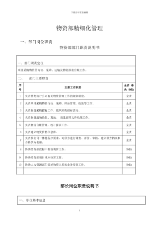 物资部物资精细化管理办法