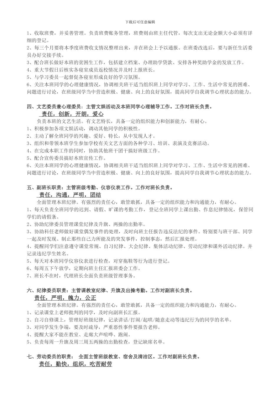 班委会成员职责表-2_第2页
