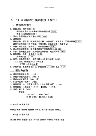 班级积分奖励制度
