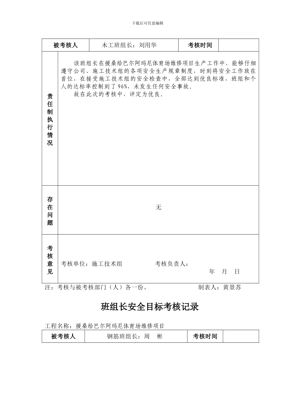 班组长安全目标考核记录22_第2页