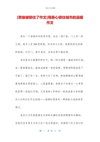 用善心锁住城市的温暖作文(1)