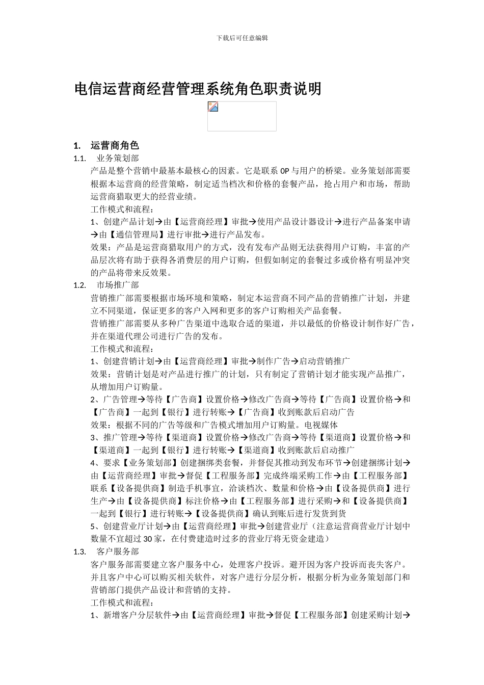 电信运营商经营管理系统角色职责说明_第1页