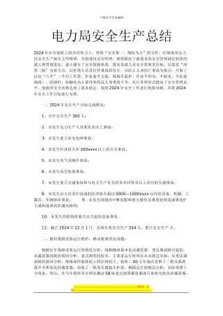 电力局安全生产总结