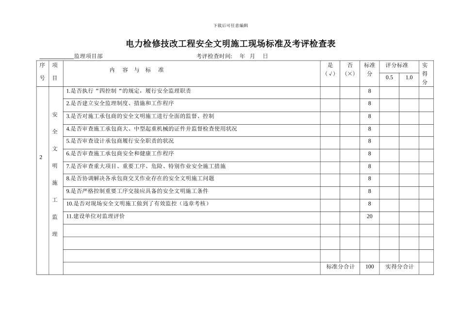 电力检修技改工程安全文明施工现场标准及考评检查表3号文附件._第2页