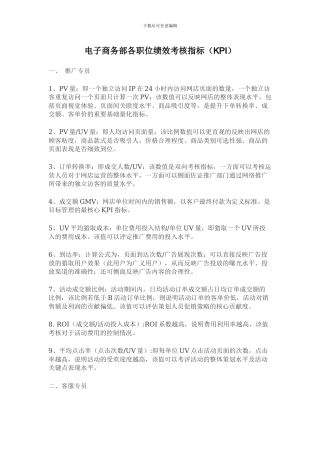 电子商务部各职位绩效考核指标