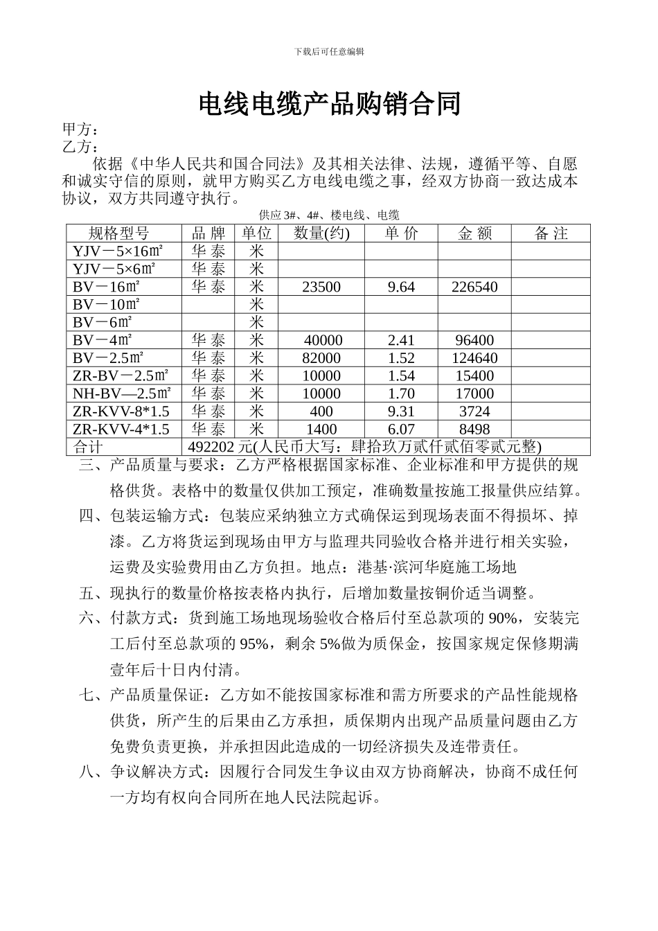 电线电缆产品购销合同_第1页