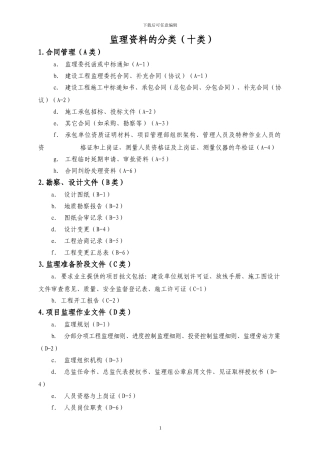 监理项目资料的分类