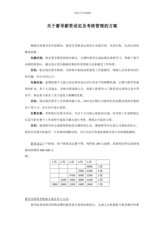 督导薪资及绩效考核方案