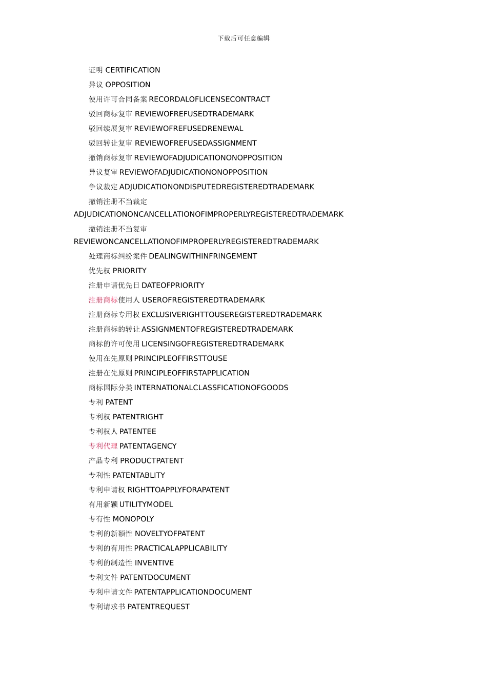 知识产权专业术语中英文对照_第3页