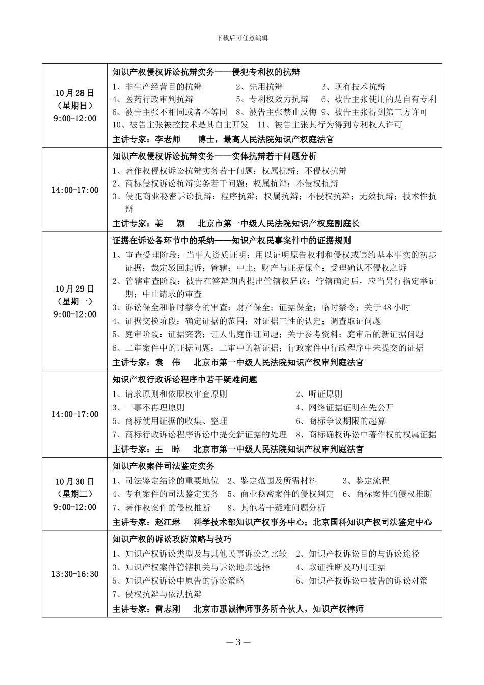 知识产权诉讼程序、抗辩、证据、诉讼攻防策略暨知识产权司法鉴定专题讲座_第3页