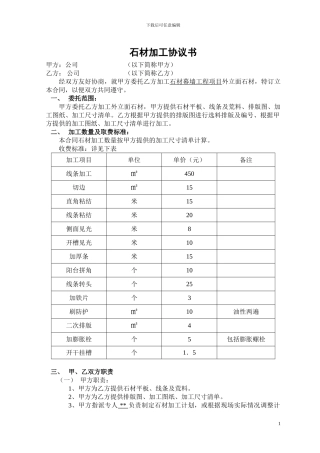 石材加工协议书