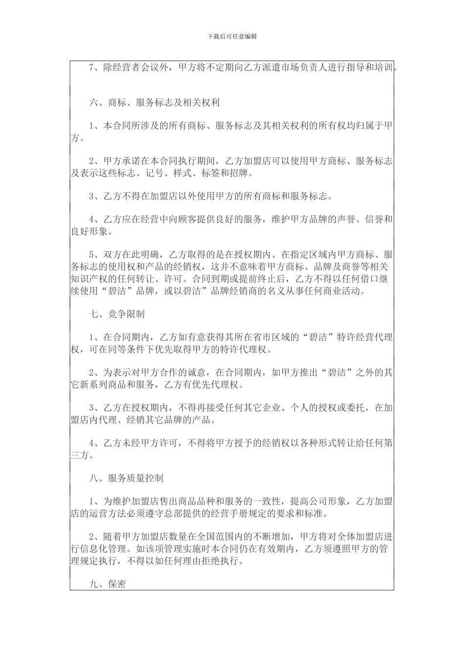 碧洁专业清洁加盟合同样本_第3页